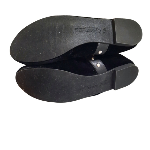 CHARLES DAVID Stud Ballet Flat Black Velvet Ankle Strap Whimsigoth NWOT 7.5 - Picture 6 of 8